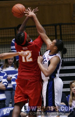 Joy Cheek fouls Lynetta Kizer, the ensuing free throws would put Maryland in the lead -  - 