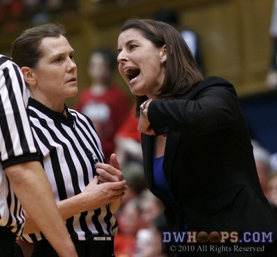 Coach P gives Sue Blauch an earful after Jackie Nared knocked Karima Christmas to the floor -  - 