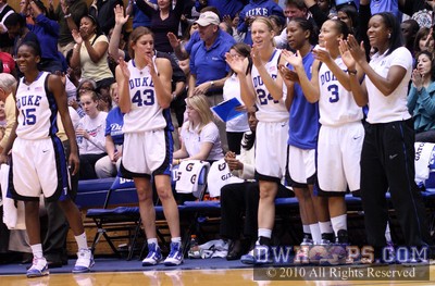 Duke bench reacts to the great play by Karima Christmas -  - 