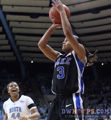 Shay Selby shoots from the baseline while Tierra Ruffin-Pratt is probably not yelling "Hey! Nice shot!" -  - 