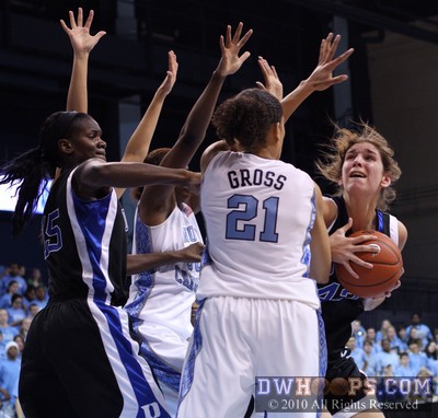 Allison Vernerey grabs an offensive rebound.  Duke had a lot of them, but it didn't help their cause. -  - 