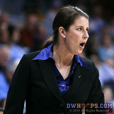 Duke Head Coach Joanne P. McCallie exhorts her defense -  - 