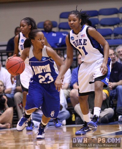 Quiana Kizer on the bounce, guarded by Duke's Keturah Jackson -  - 