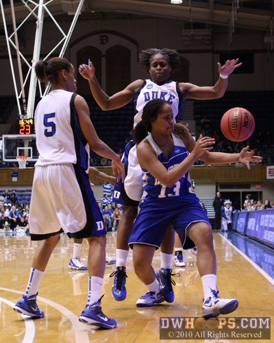 Swarming action of the Duke press forces a near turnover from Keiara Avant -  - 