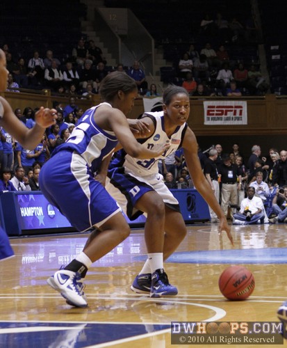 Hampton's Breanna Jones guards Duke's Alexis Rogers -  - 
