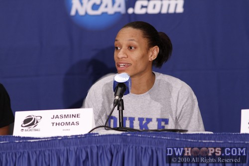 Duke's Jasmine Thomas in the interview room -  - 