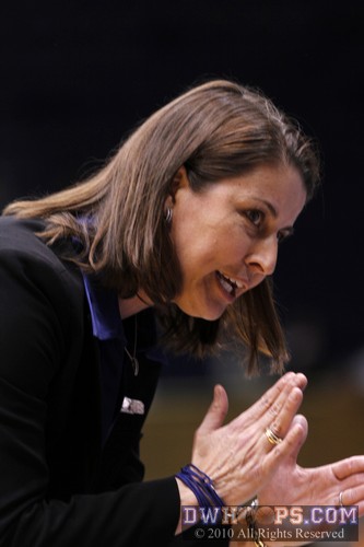 Coach P makes a point to the bench just before halftime -  - 