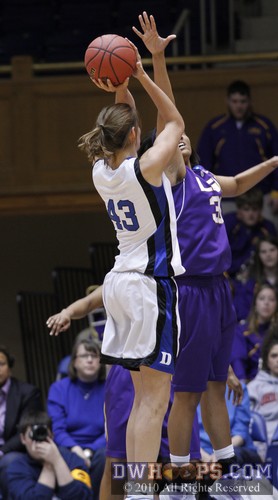 With eight seconds left in the half LSU reserve Taylor Turnbow blocked Allison Vernerey's shot. -  - 