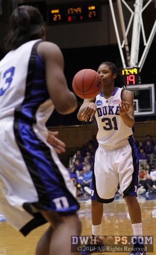 Running the point, Keturah Jackson delivers the ball to Karima Christmas -  - 