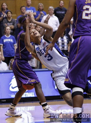Shay Selby loses control and the ball in the lane, which is bounding between Destini Hughes legs! -  - 