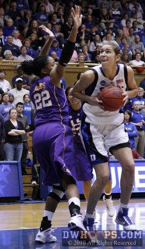 Allison Vernerey exploited the mismatch with Courtney Jones to score in the paint, tying the game at 39 -  - 