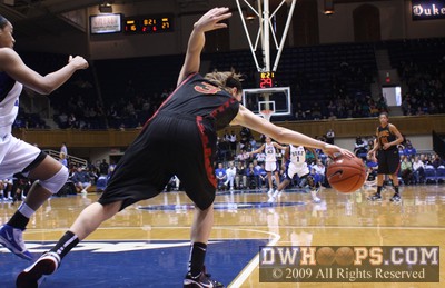 Hailey Dunham angles for a loose ball as Duke continued to press -  - 