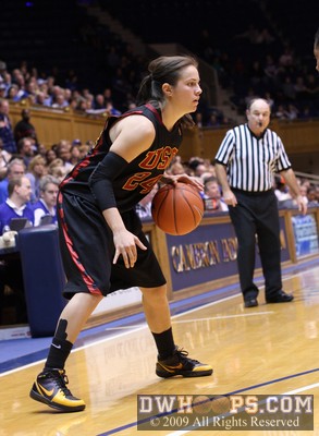 Ashley Corral, who exploded for 19 points in the first half, surveys Duke's defense at the start of the second stanza -  - 