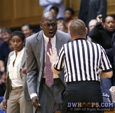 Michael Cooper can't believe the confusing call, a USC moving screen whistled just moments before Duke apparently fouled a shooter -  - 