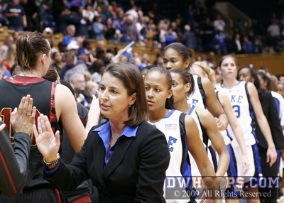 Post game handshakes for a well tested set of Blue Devils -  - 