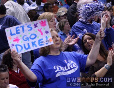 "Let's Go Duke!" - A Duke fan in the stands with a sign made at ACC FanFest -  - 