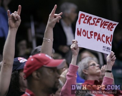 "Perservere Wolfpack" - An NC State fan holds up a sign made at ACC FanFest -  - 