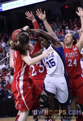 Bridgette Mitchell's strength allowed her to grab consecutive offensive rebounds in a sequence that showed Duke's persistence -  - 