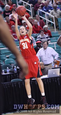 Lori Bjork fires an off-balance three - she was 2-6 from that range, but hit four key free throws in the closing minutes -  - 