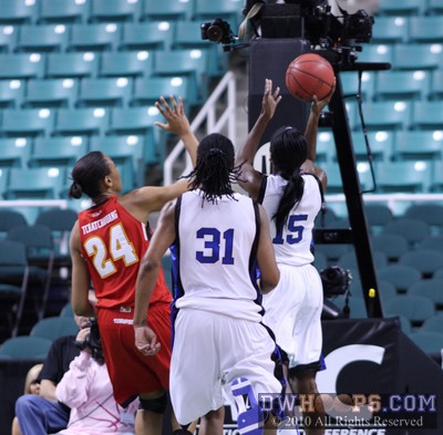 Back to back layups by Bridgette Mitchell tied the game at 26, Maryland had led by double digits -  - 