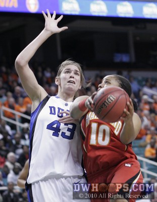 Allison Vernerey fouls Anjale Barrett just before halftime -  - 