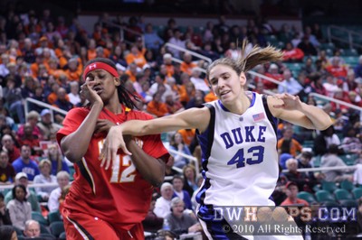Maryland's Lynetta Kizer and Duke's Allison Vernerey battle -  - 