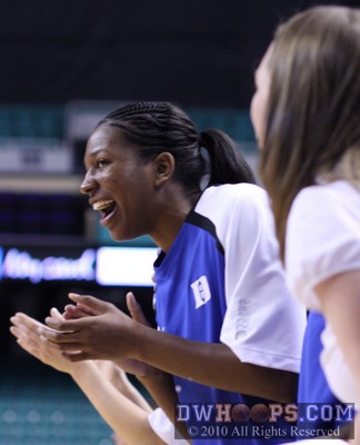 Alexis Rogers reacts from the Duke bench -  - 
