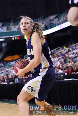 Brigitte Ardossi looks for a foul call after collecting one of her eight rebounds -  - 