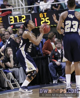 Alex Montgomery tries a three towards the end of the first half -  - 