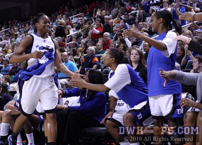 Karima Christmas returns to the Duke bench and an ovation from the Blue Devil faithful -  - 