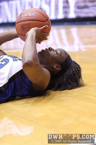Karima Christmas hits the deck after a foul -  - 