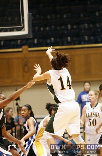 Tamar Gruwell came out shooting for the Seawolves, opening their scoring with consecutive three pointers -  - 
