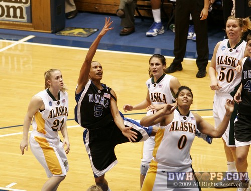 Jasmine Thomas prepares to launch (and hit) a circus shot from the lane (second of two) -  - 