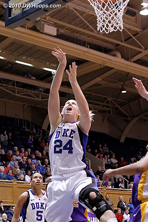 Kathleen Scheer finishes a first half layup.