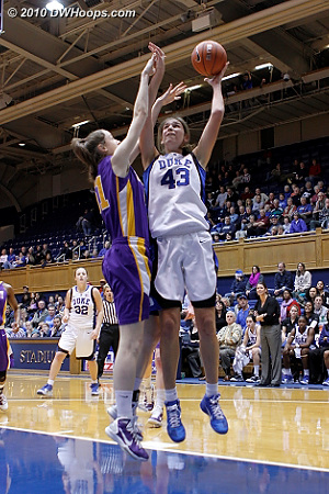 Allison Vernerey puts up a shot in the paint during a second half Blue Devil spurt.