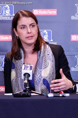 Coach P said that she was unhappy at Duke being outrebounded again.