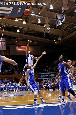A long jumper from J.Thomas tied the game at 48 with 1:33 to go.  - Duke Tags: #5 Jasmine Thomas 