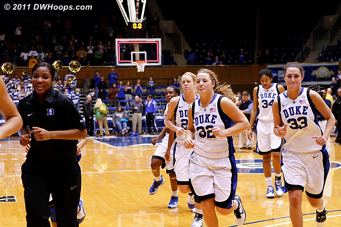 Duke heads off the floor with a perfect 14-0 record going into ACC play.  - Duke Tags: #15 Richa Jackson, #32 Tricia Liston, #33 Haley Peters 
