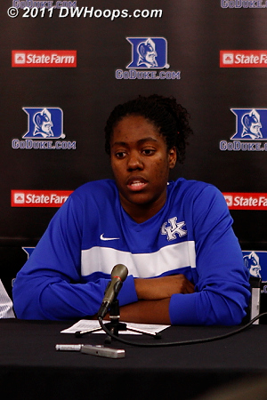 Victoria Dunlap in the Duke media room.  