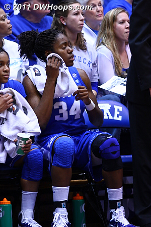 Kentucky star Victoria Dunlap had a tough night, beginning with first half foul trouble.  
