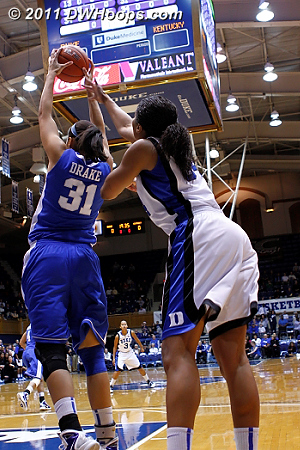 Kentucky got 3 of the first 4 rebounds, but only totaled 10 in the first half to Duke's 31.  - Duke Tags: #34 Krystal Thomas 