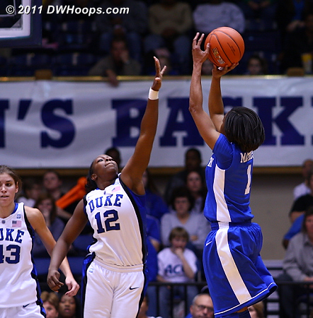 A'Dia Mathies shoots over Chelsea Gray  - Duke Tags: #4 Chloe Wells 