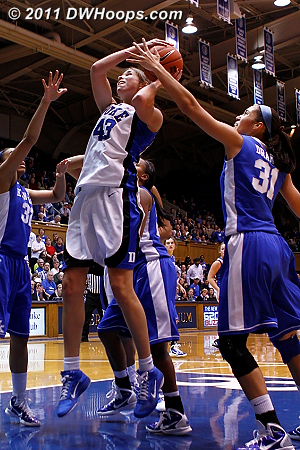 Vernerey blocked by Samantha Drake (second frame)  - Duke Tags: #43 Allison Vernerey 