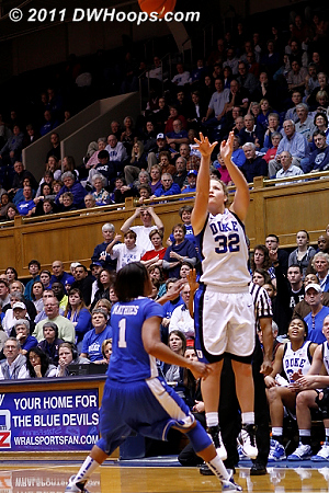 Tricia Liston ended the Duke drought with a sweet three pointer, 38-35 Devils with 12:05 remaining.  - Duke Tags: #32 Tricia Liston 