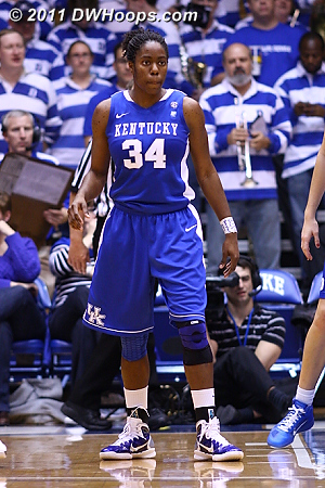 Kentucky's Victoria Dunlap was held to just ten points and six boards, a key to Duke's winning night.  