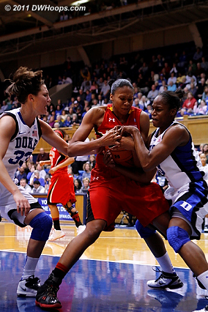The Duke possession ended with a held ball.  - Duke Tags: #13 Karima Christmas, #33 Haley Peters 