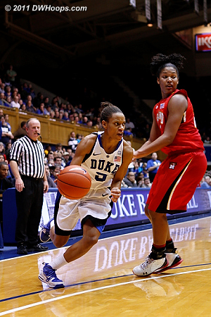 Jas goes into attack mode.  - Duke Tags: #5 Jasmine Thomas 