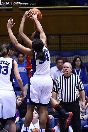 With too much body on this one, Krystal gets her second foul of the game.  Maryland could have taken the lead, but consecutive misses from Tchatchouang left it knotted at 50.  - Duke Tags: #34 Krystal Thomas 