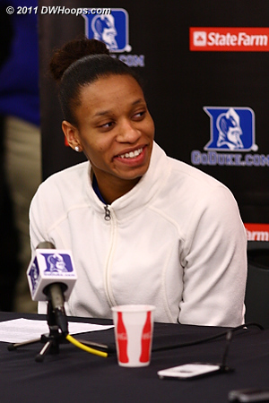 Jasmine Thomas in the media room.