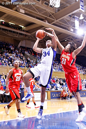 Krystal Thomas ends the 14-0 Maryland run by getting past Tianna Hawkins for a layup.  - Duke Tags: #34 Krystal Thomas 